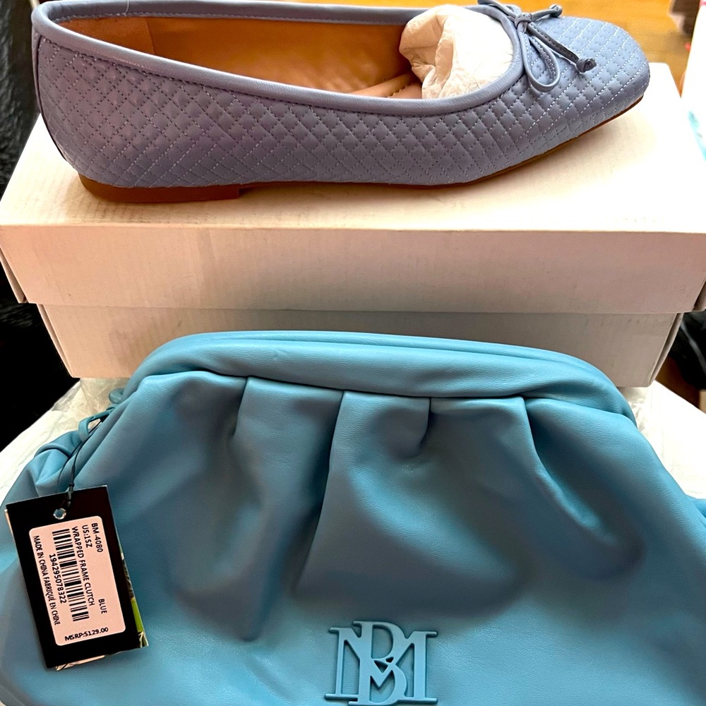 NWT! Badgley Mischka Blue(n plastic) & Quilted ballet Flats BNIB. Women’s sz: 8M